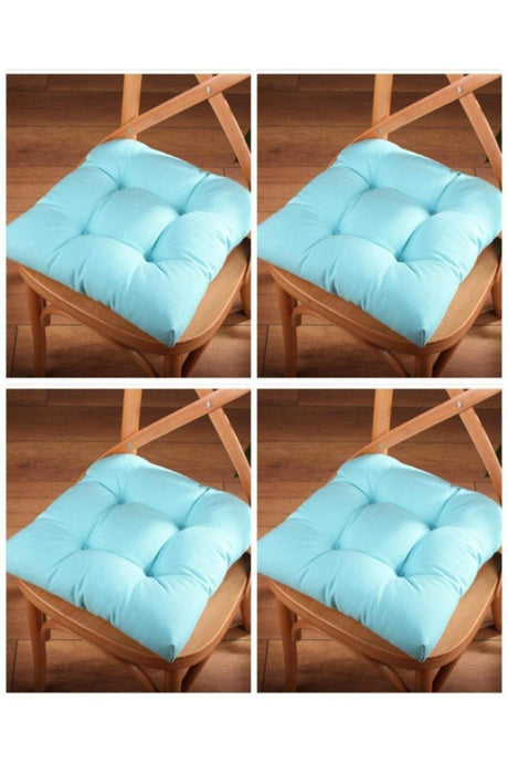 4 Pcs Lux Pofidic Turquoise Chair Cushion Special Stitched Laced 40x40cm - Swordslife