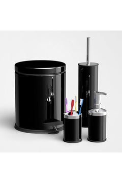 Black Bathroom Set with Four Essential Organizers and Holders