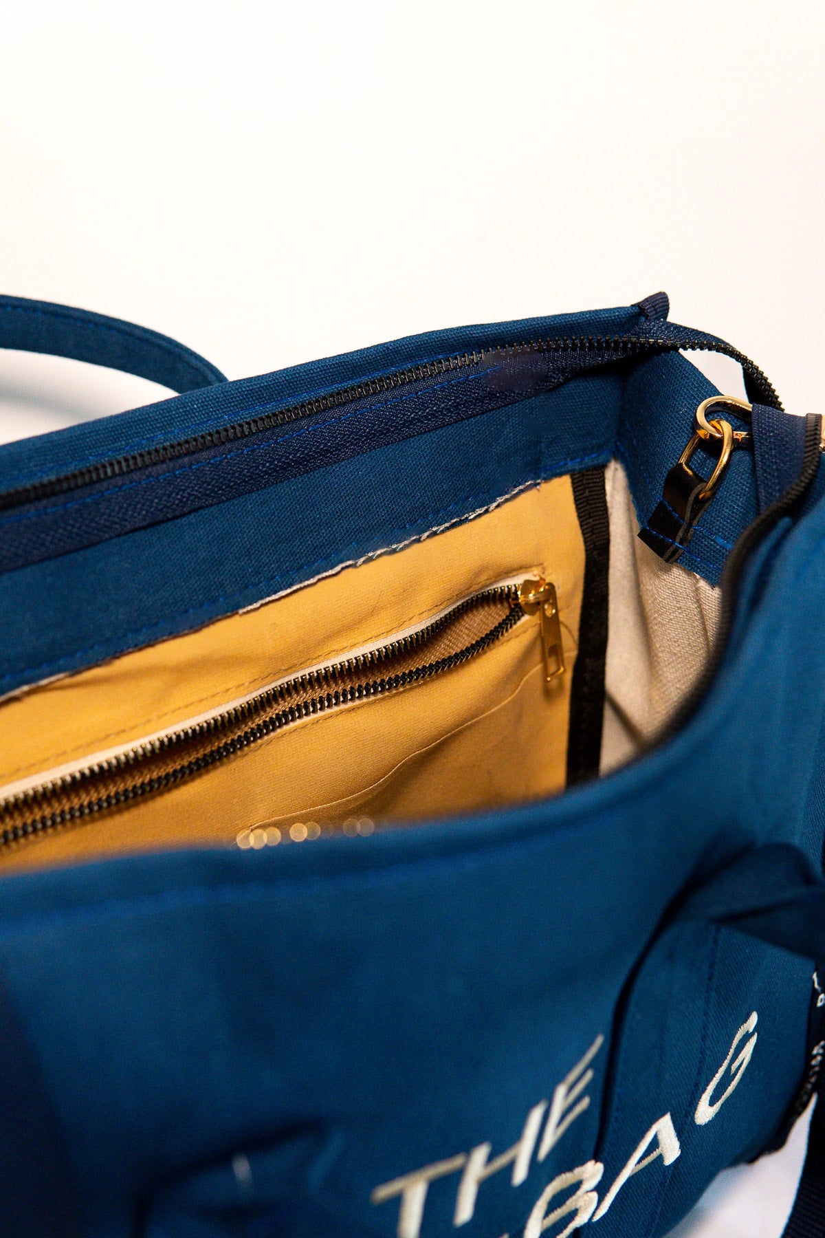 Damen Marineblaue Einkaufstasche aus Segeltuch mit langem Riemen, Hand- und Schultertasche