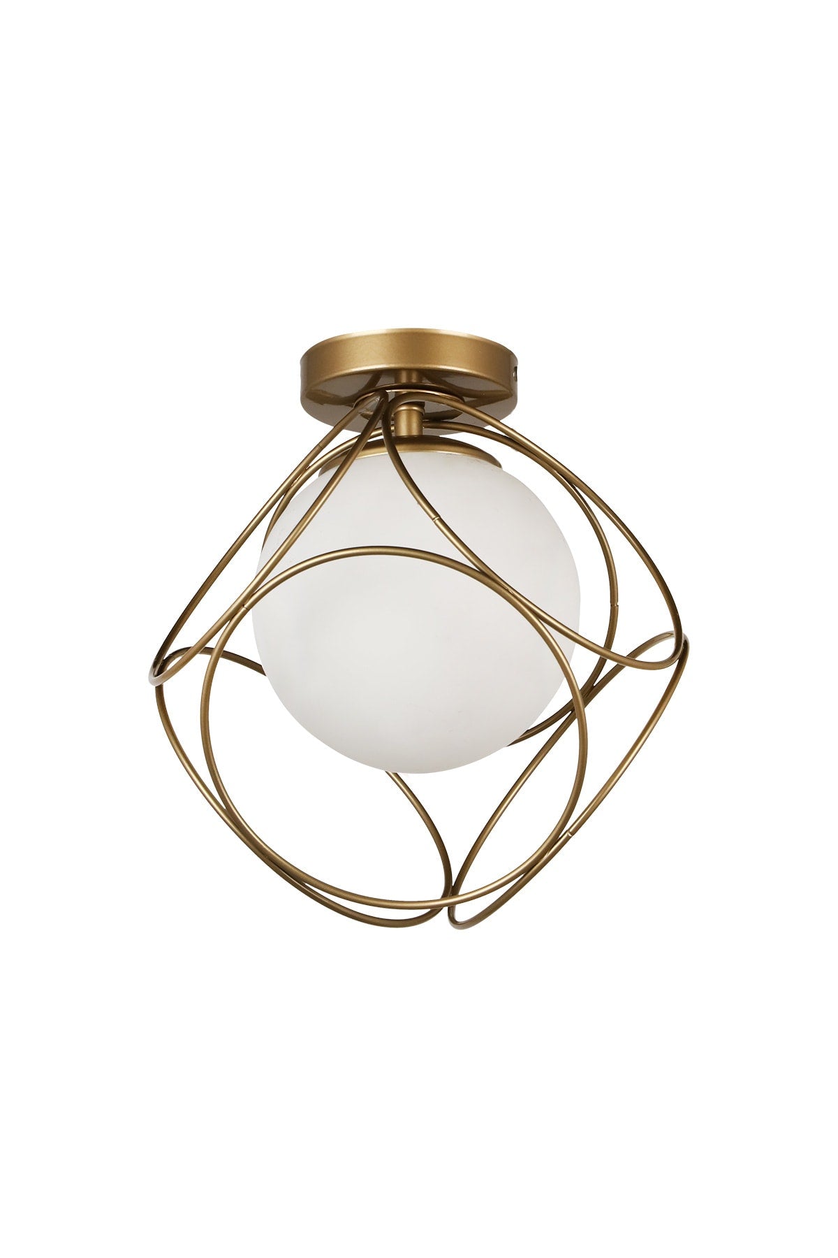 Suna Single Antique-White Glass Ceiling Mount Chandelier