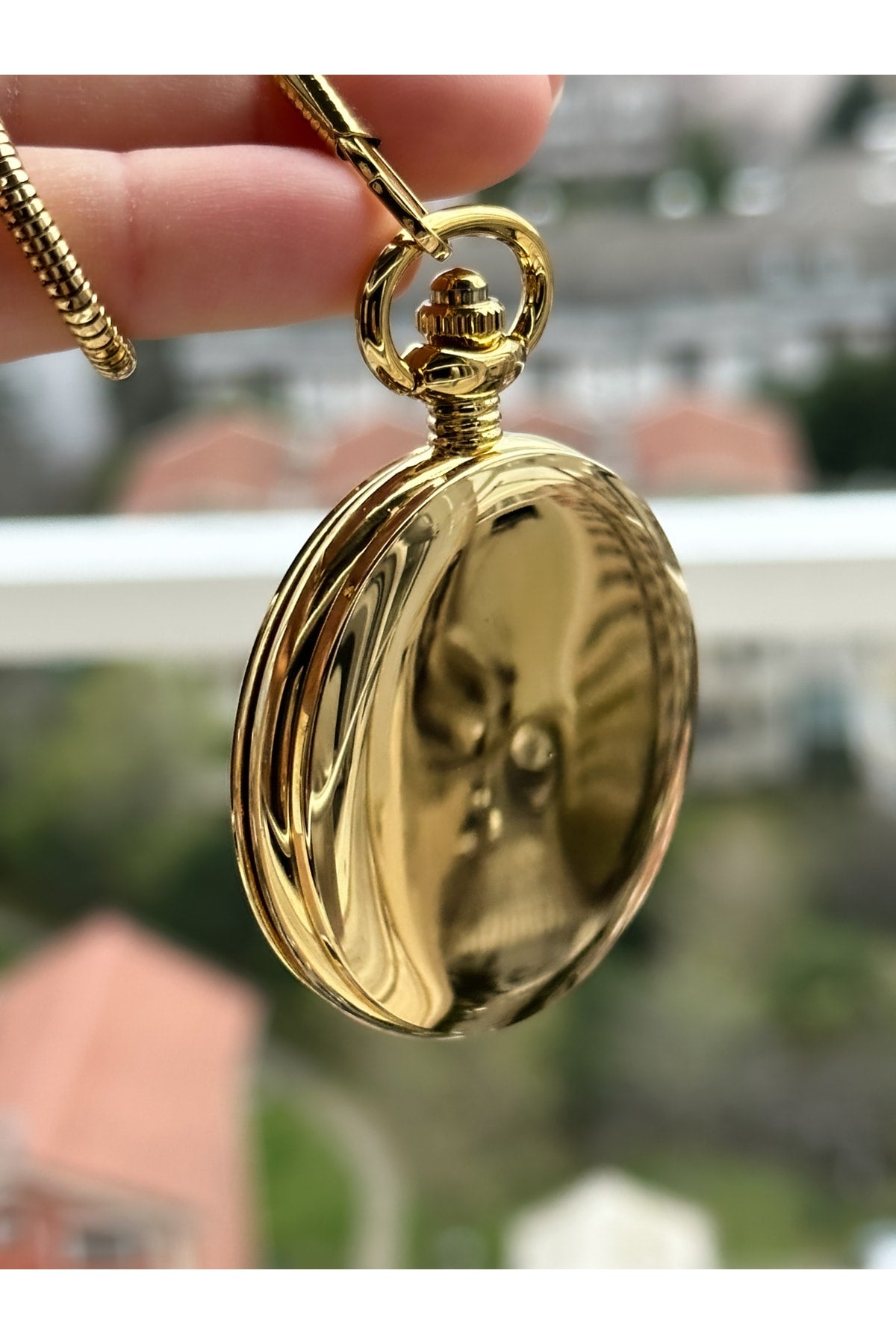 2 Years Warranty Retro Gold Yellow Numeral Pocket Watch + Rosary, Bracelet