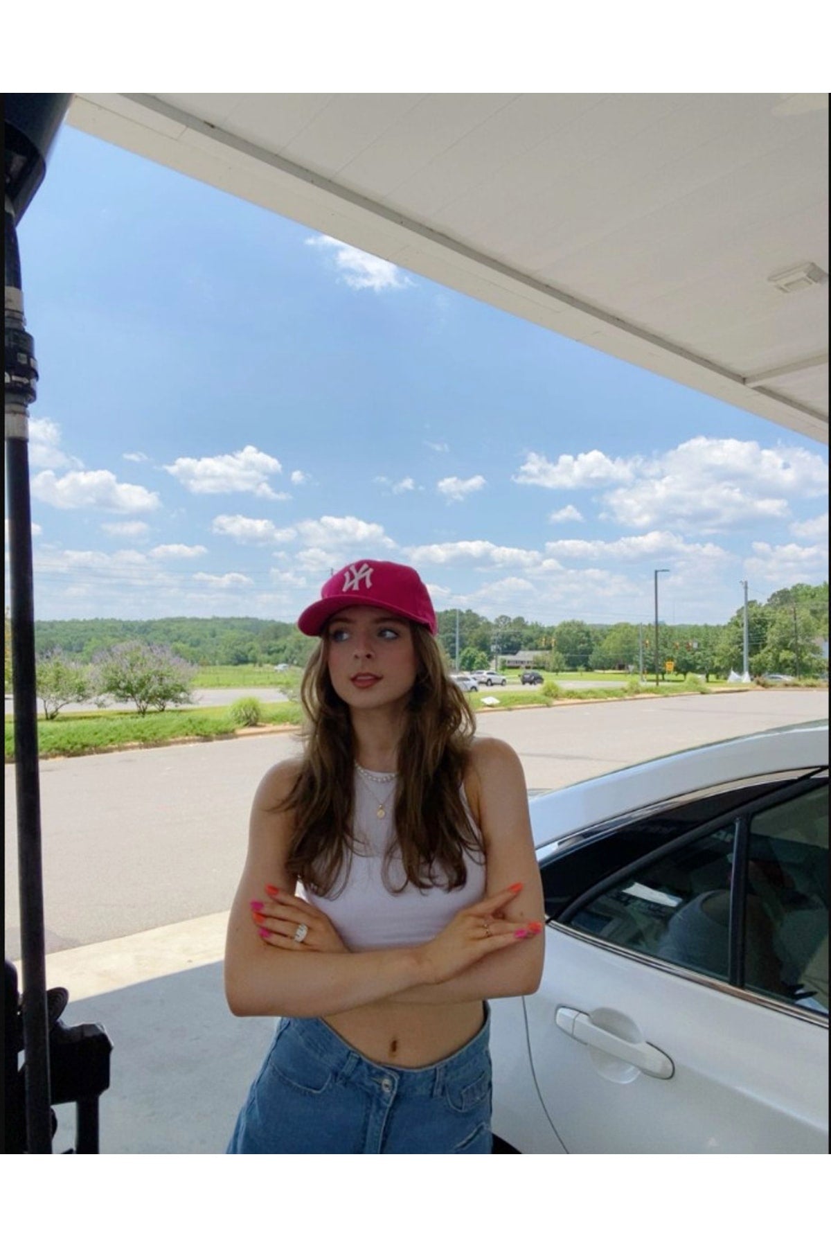 Unisex Baseballmütze mit roter und weißer Stickerei, New York