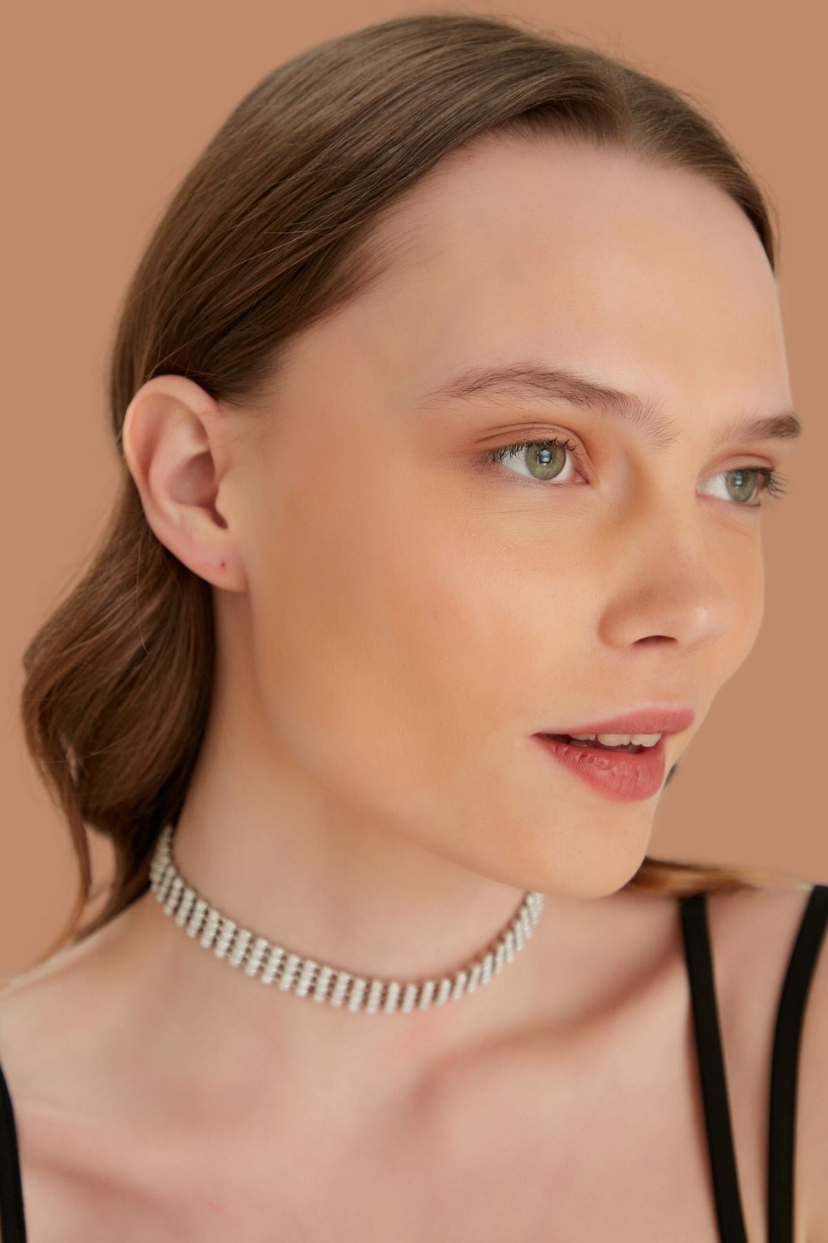 Women'S Belleza Model Crystal Zircon Stone Evening Dress Choker Wedding Engagement Bridal Party Daily White Necklace