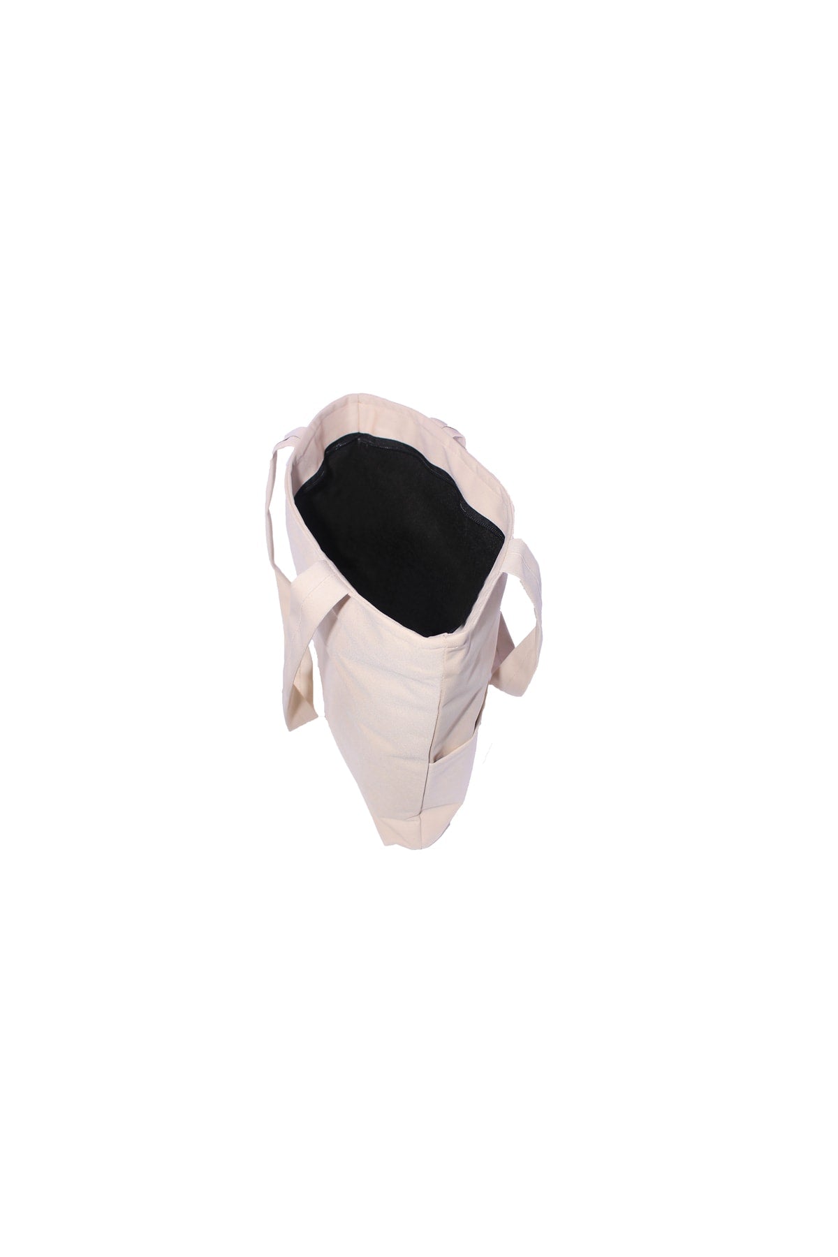 Beige Damentasche mit Reißverschluss, Hand- und Schultertasche, Canvas-Stoff-Einkaufstasche