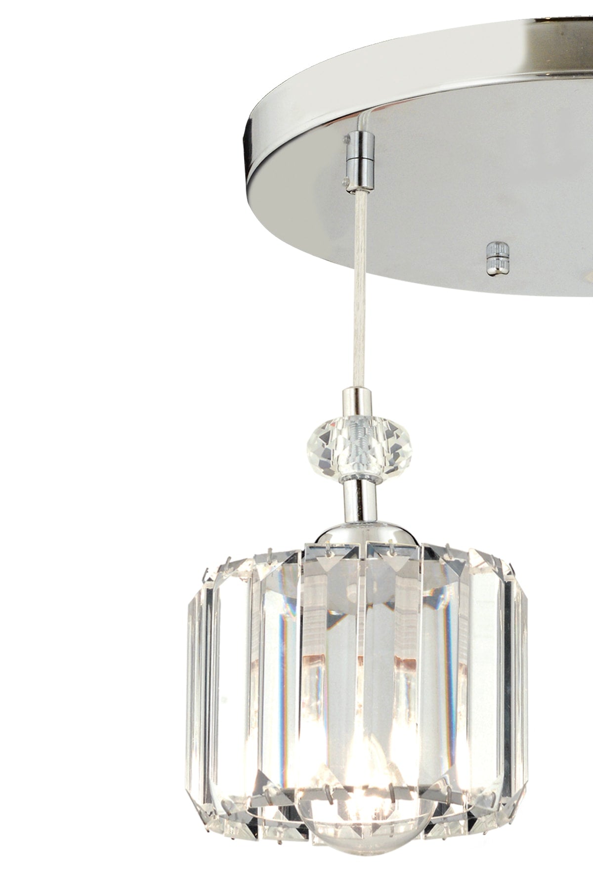 Saka 3-Piece Round Pendant Lamp With Chrome Crystal, Stone Modern Design Crystal Living Room Pendant Lamp Chandelier