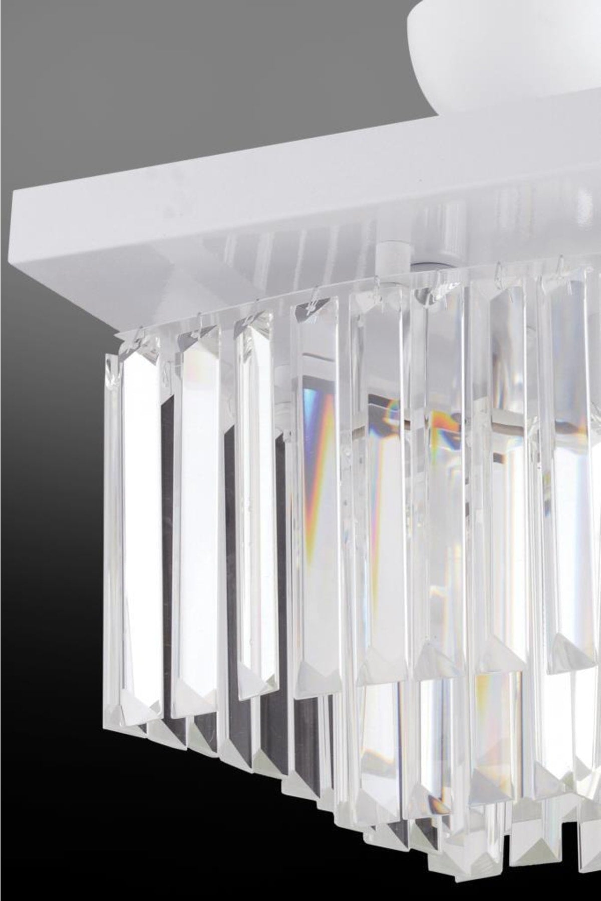 Yasemin 30 cm quadratischer Kronleuchter aus weißem Kristallstein