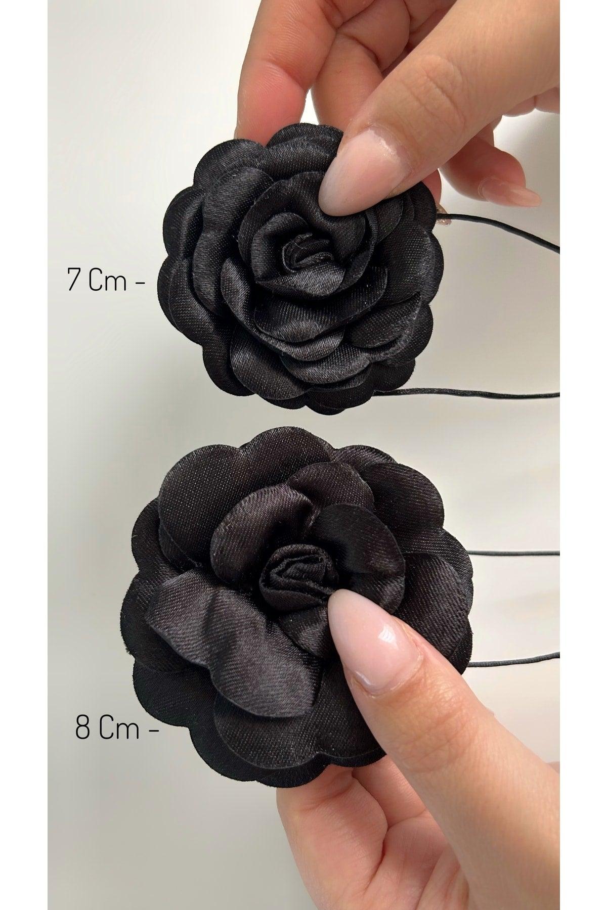 Lace-Up Fabric Flower Choker Necklace Rose Necklace - Swordslife