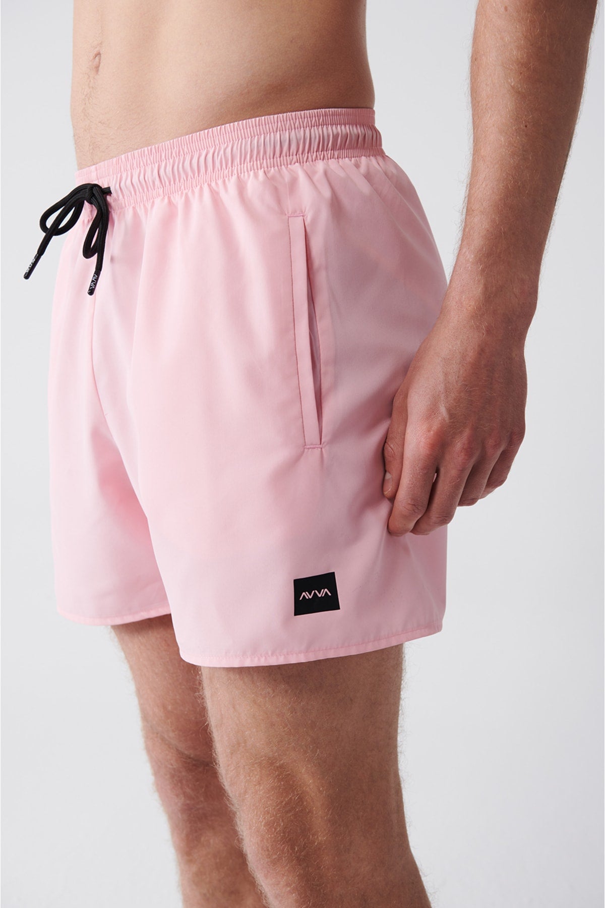 Herren Hellrosa Schnelltrocknende Standardgröße Gerade Badeshorts Marine E003801