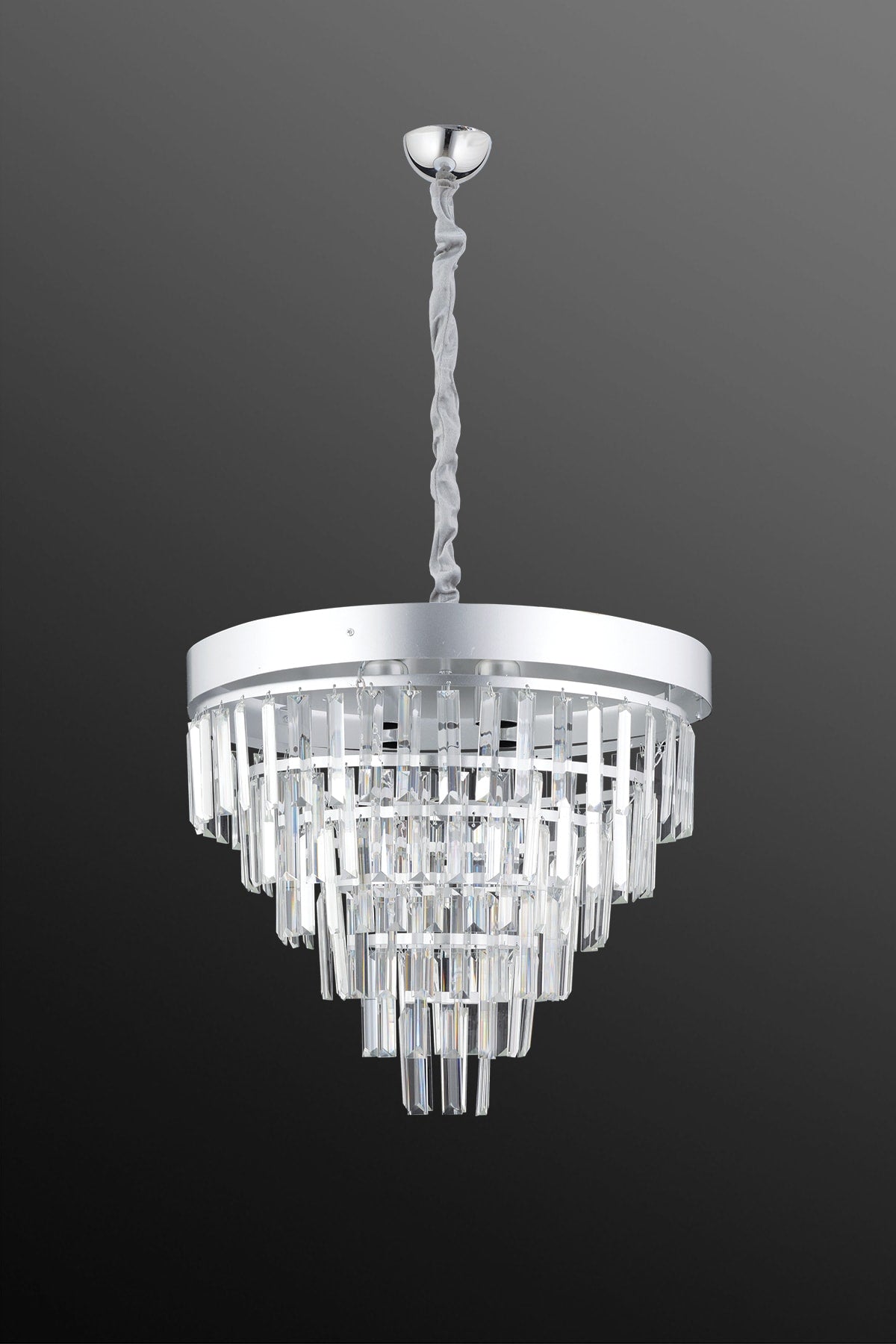 ثريا ليندا الكريستالية الفاخرة الفضية مقاس 55 سم