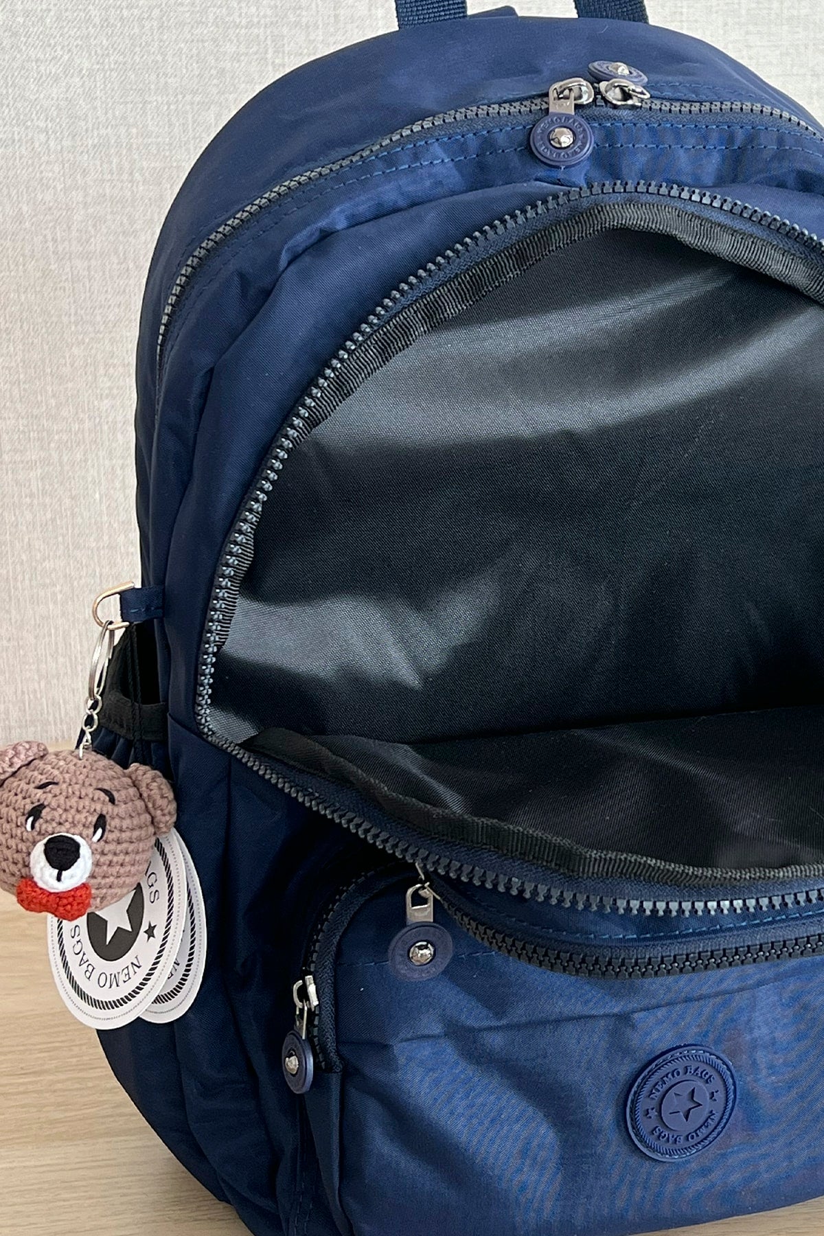 Dunkelmarineblauer Rucksack, Schultasche, 14-Zoll-Laptoptasche, Duomino 18 L, 40 x 30 x 15 cm