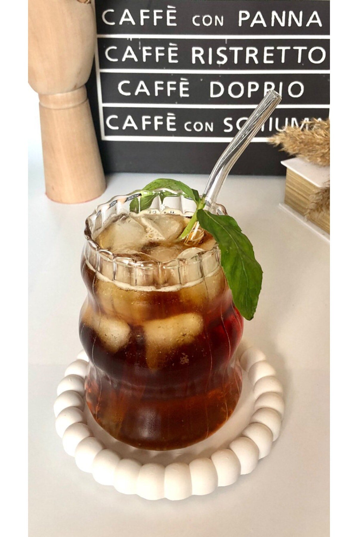 2 Stück hitzebeständige Borosilikat-Becher mit langer Schnecke | Kaffee- und Präsentationsbecher