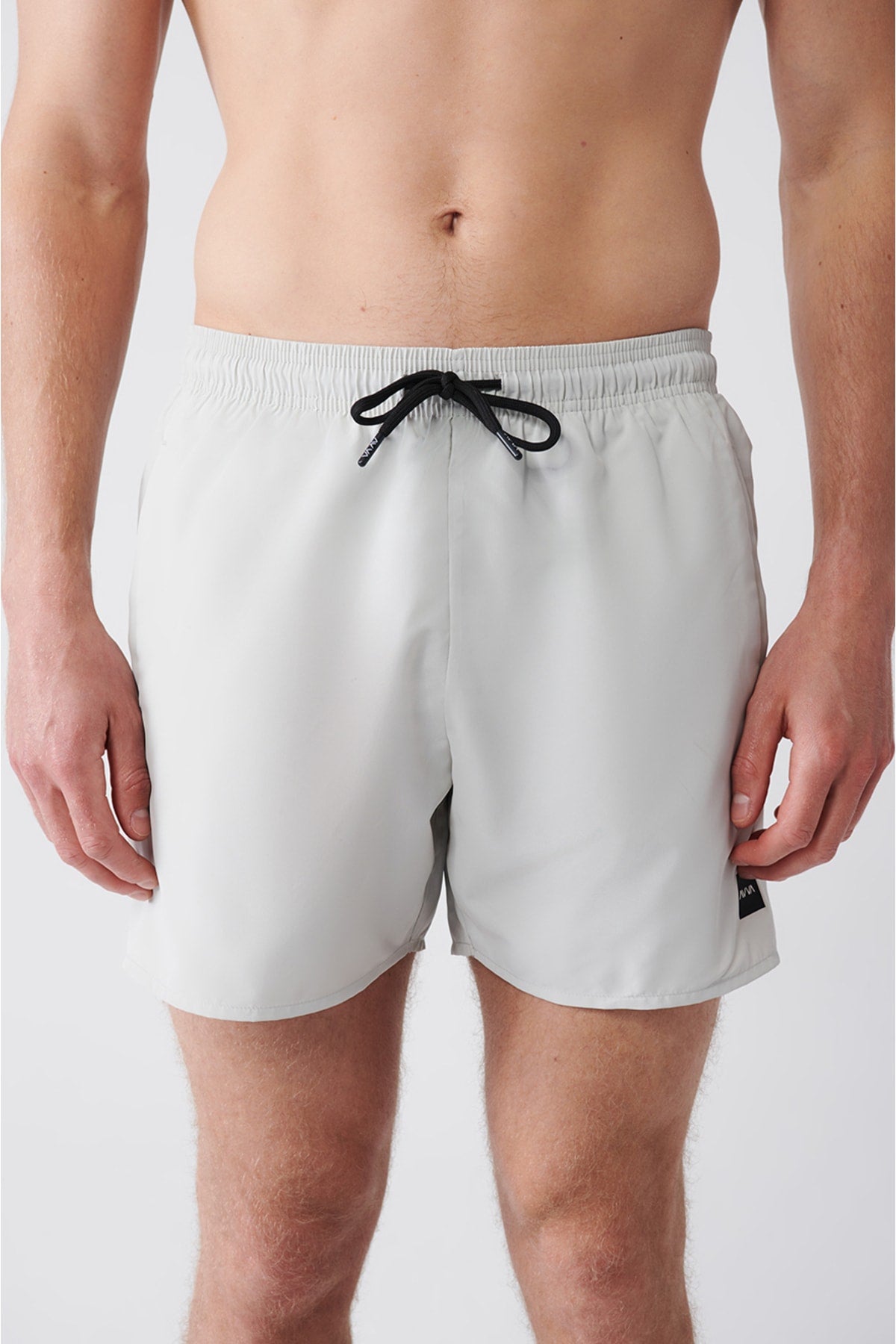 Graue, schnelltrocknende Marine-Shorts in Standardgröße für Herren, gerade Bademode, E003801