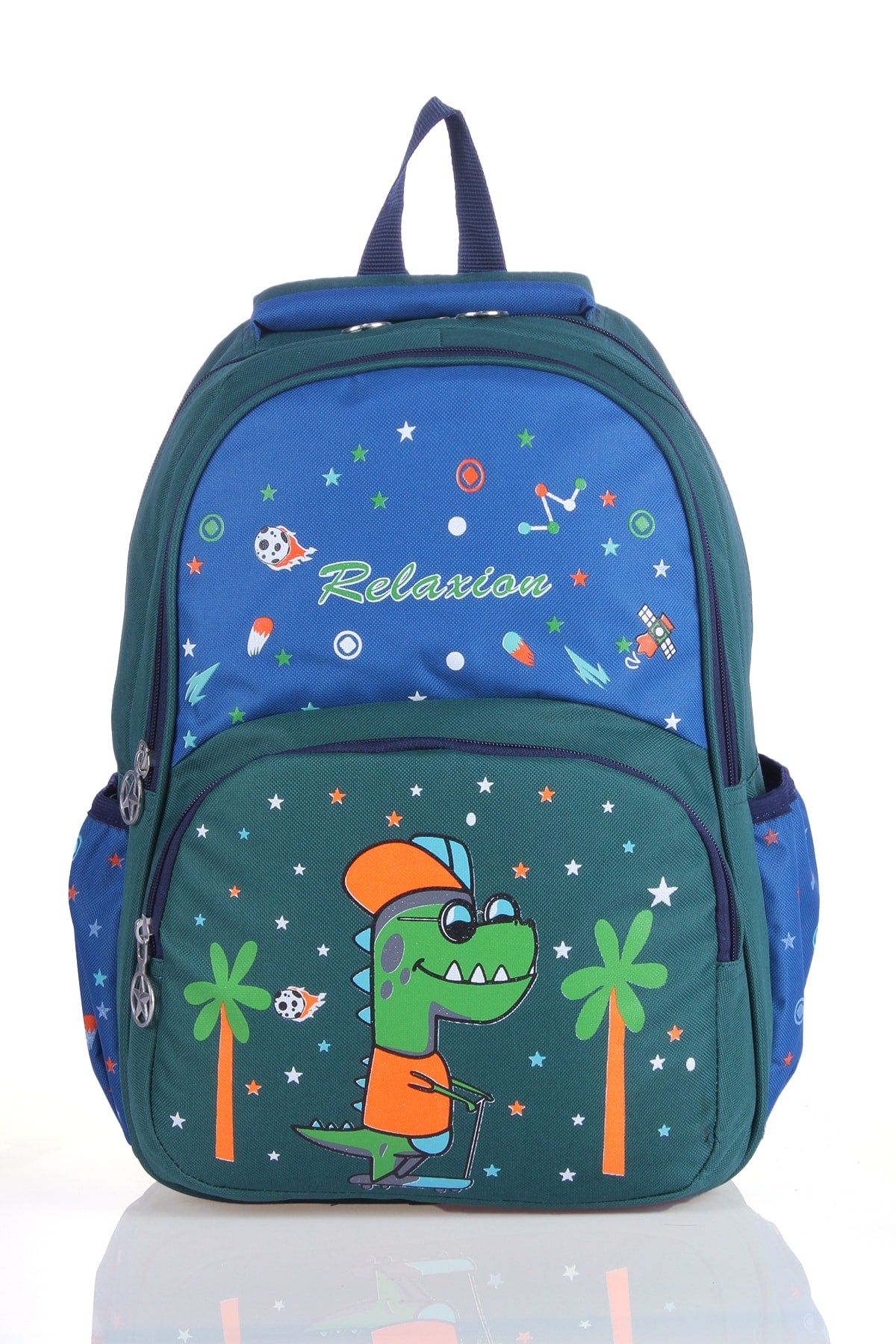 Rlx-1340 Orthopädische Grundschultasche mit Dinosaurier-Muster, Grün