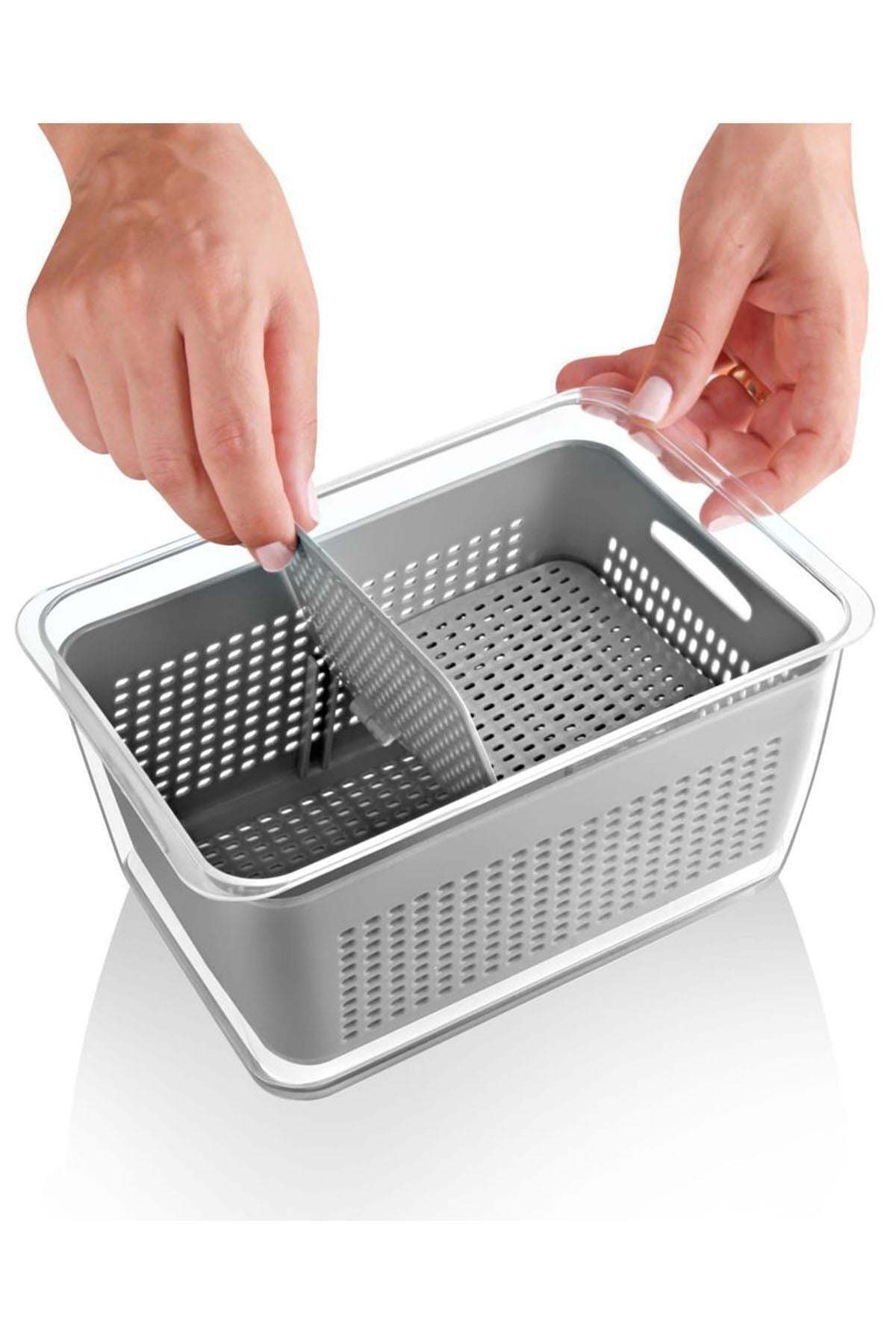 3 Größen Kühlschrank Frischgemüse Obst Vorratsbehälter mit Fach Belüftung