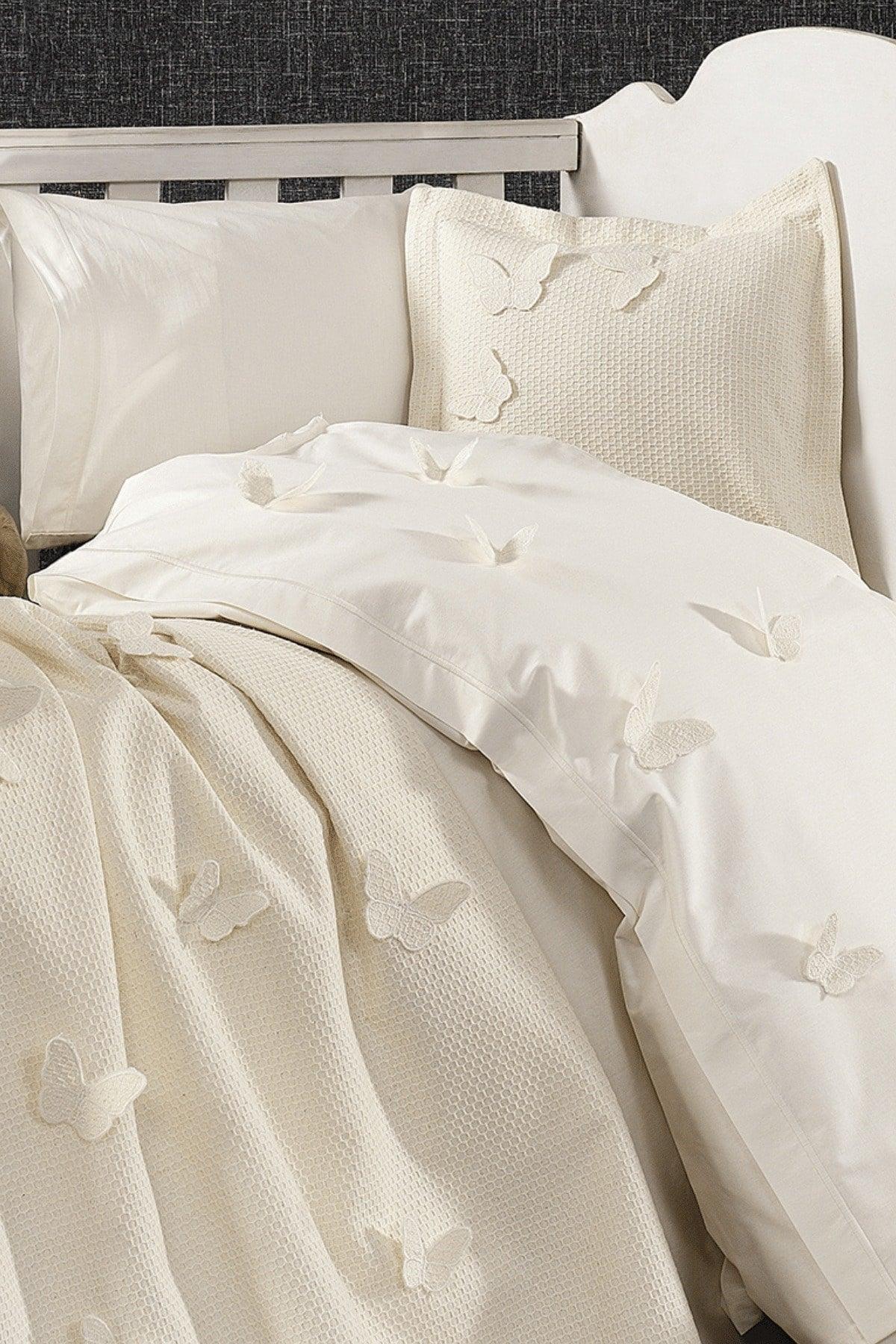 Pieces 100% Cotton 3d Butterfly Pattern Baby Duvet Cover Set Cream - Swordslife