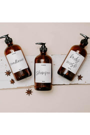 500 ml Amber Glass Bottle Bath Set Shampoo Conditioner Body Wash Shampoo Conditioner Shower Gel Set of 3 - Swordslife