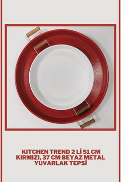 Metal breakfast and coffee presentation trays in red and white