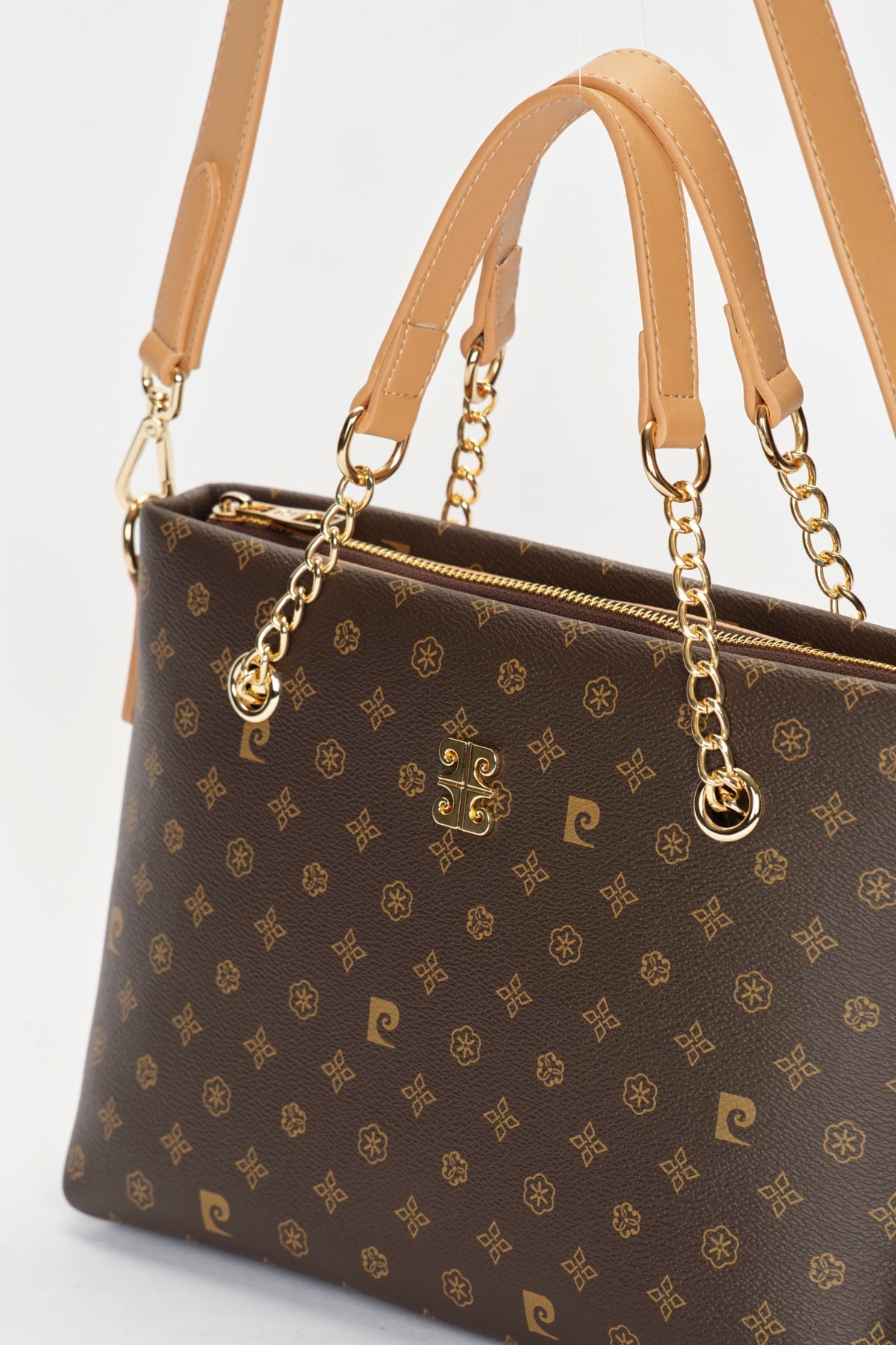 Kaffee Monogramm Damen Schultertasche 05Po22Y1561