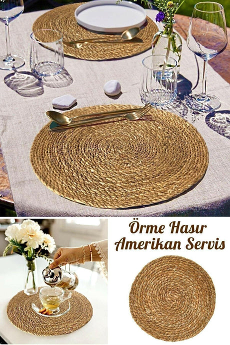 6 Straw Bottoms Knitted Placemats Plate Pan Pot Base Bamboo Tableware Service Presentation Fireproof - Swordslife