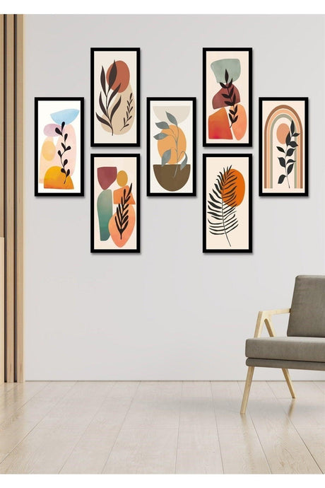 7 Pieces Bohemian Leaves Wall Decor - Painting Set for Living Room Living Bedroom Kitchen Office Entrance - Swordslife