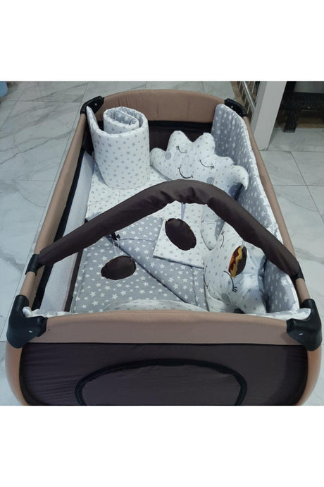 Gray Star Model Baby Sleeping Set, Suitable for 70x110 Park Beds, 10 pcs (CRAID NOT INCLUDED) - Swordslife