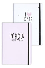 A5 Set of 2 Notebooks 15x21 Cm Dotted Cat