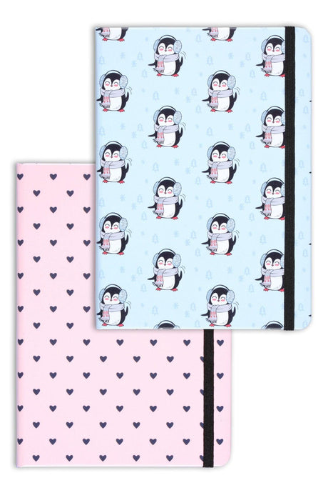 A5 Set Of 2 Notebooks 15x21 Cm Dotted Penguin