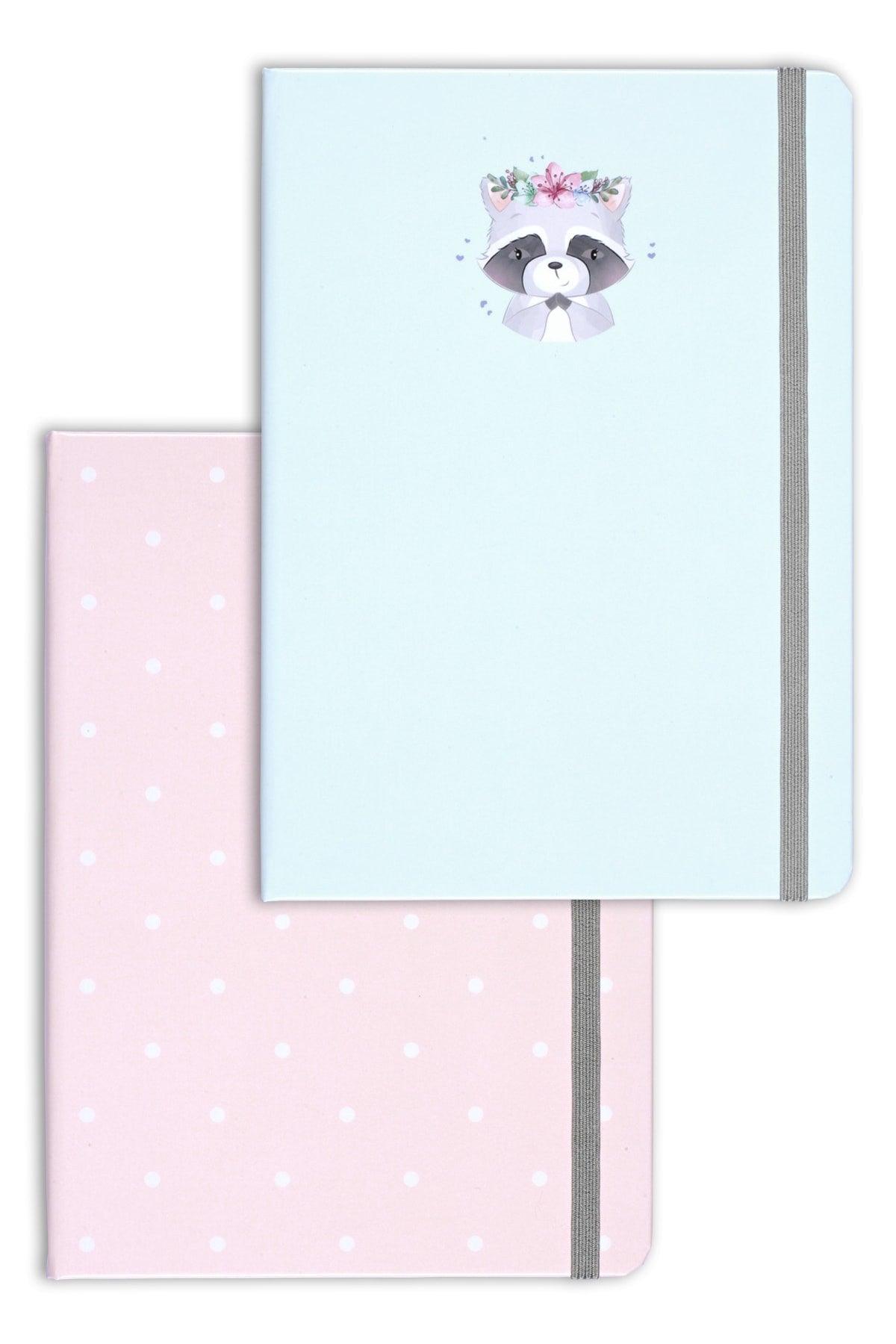 A5 Set of 2 Notebooks 15x21 Cm Dotted Raccoon