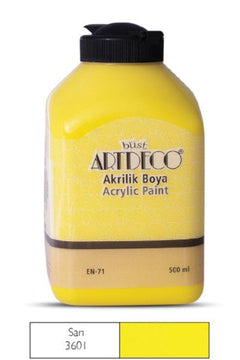 Water-Based Acrylic Paint in Yellow, 500ml (Non-Toxic)