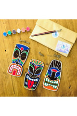 African Mask Themed Wood Painting Canvas Set