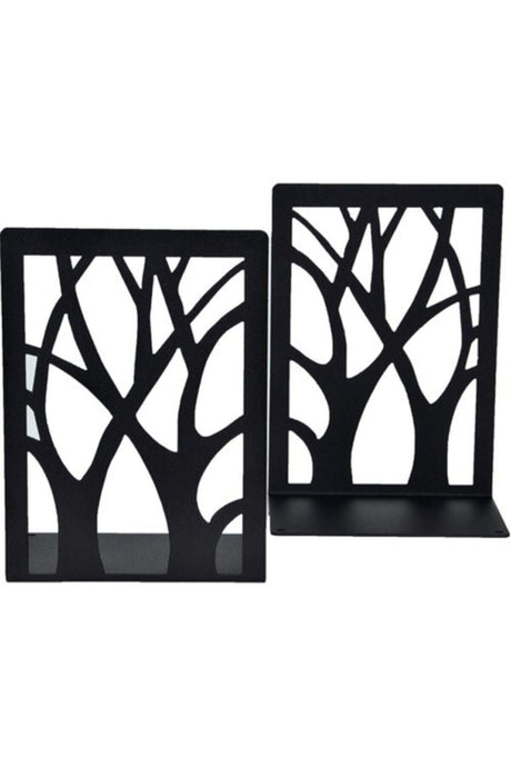 Tree Patterned Decorative Metal Book Support & Holder - Home And Office Library Bookshelf (Set of 2) Black - Swordslife