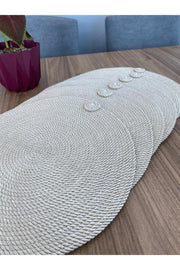 American 6 Pieces Cream Color Wicker Serving Runner Supla Knitted Plate Mat Non-flammable Hand Washable - Swordslife