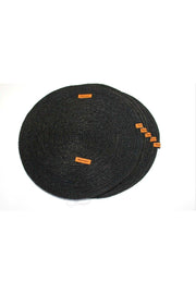 Placemat Black Cord Rope Supla Set, 6 Pieces Plate Base Machine Stitched - Swordslife