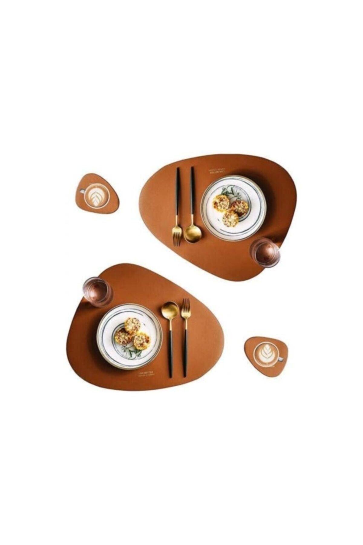 Placemat Leather Tan Color 12 Pieces Tulipa - Swordslife