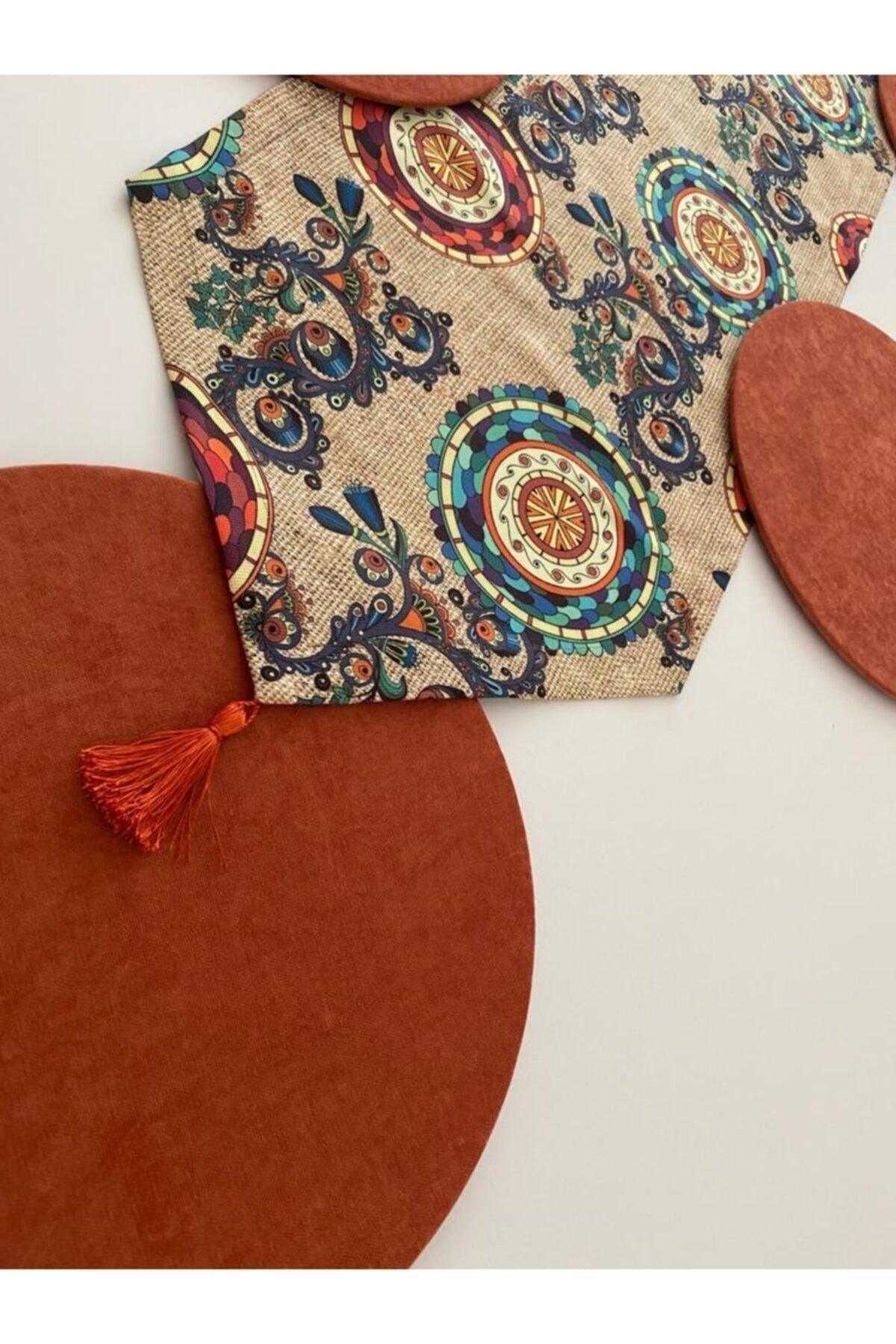 Placemat Set (Sack Ground Ethnic Mandala Pattern Runner 6 Cream Color Supla) - Swordslife