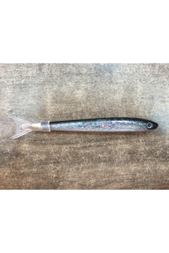 Blue ink ballpoint pen with sleek anchovy design