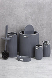 Anthracite Chrome Striped Round 5 Piece Bathroom Set - Swordslife