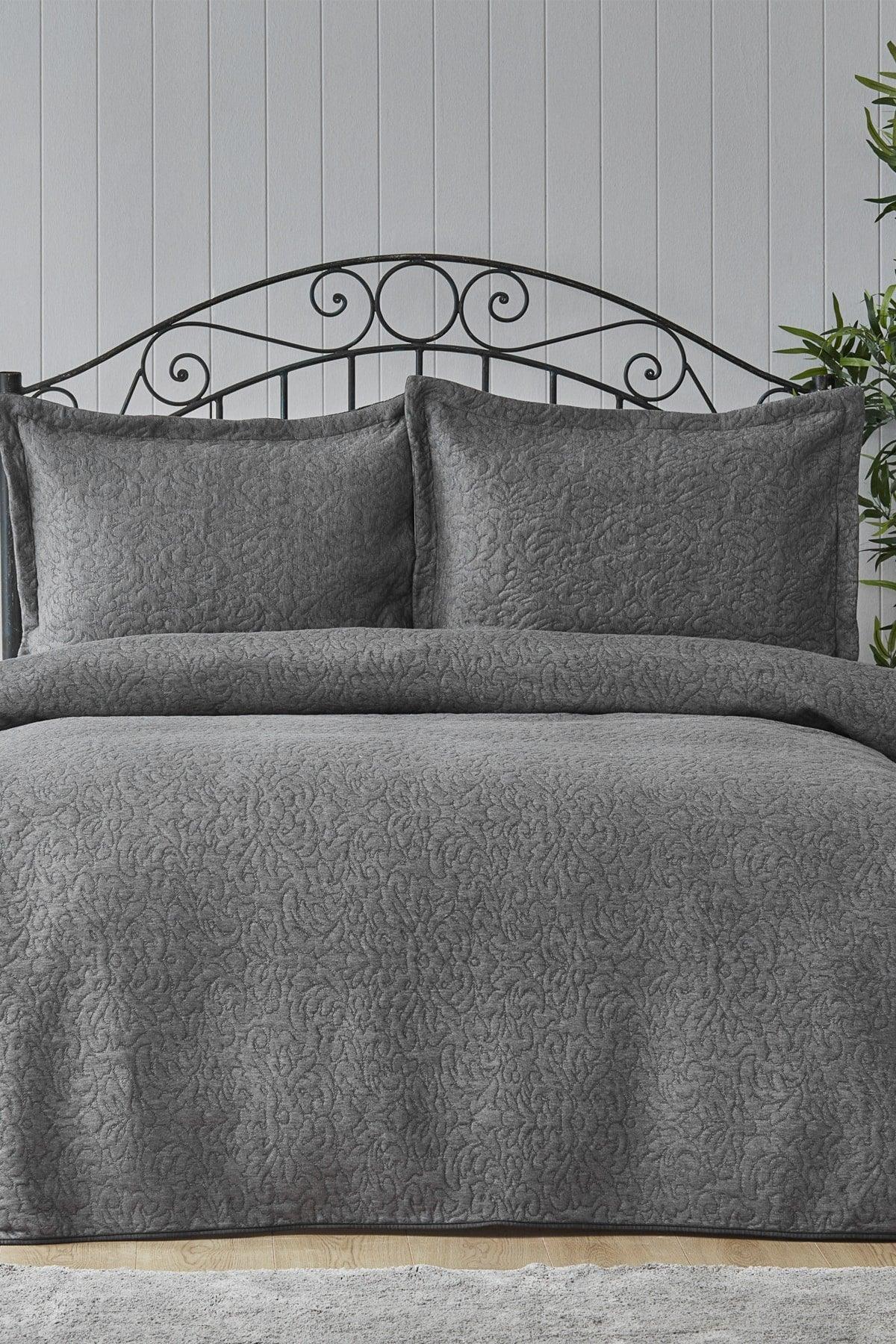 Anthracite Tresna Double Bedspread - Swordslife