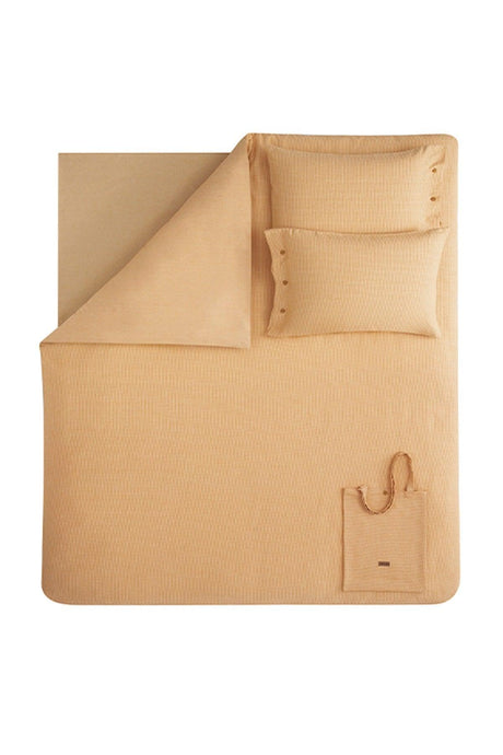 Arve Double Dobby Pique Duvet Cover Set - Mustard - Swordslife