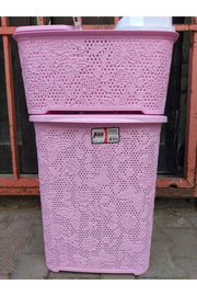 Noble 5 Pcs Pink Plastic Dirty Laundry Basket Set - Swordslife