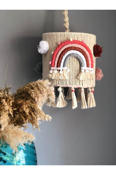 Handcrafted macramé rainbow chandelier for nursery and kids' rooms