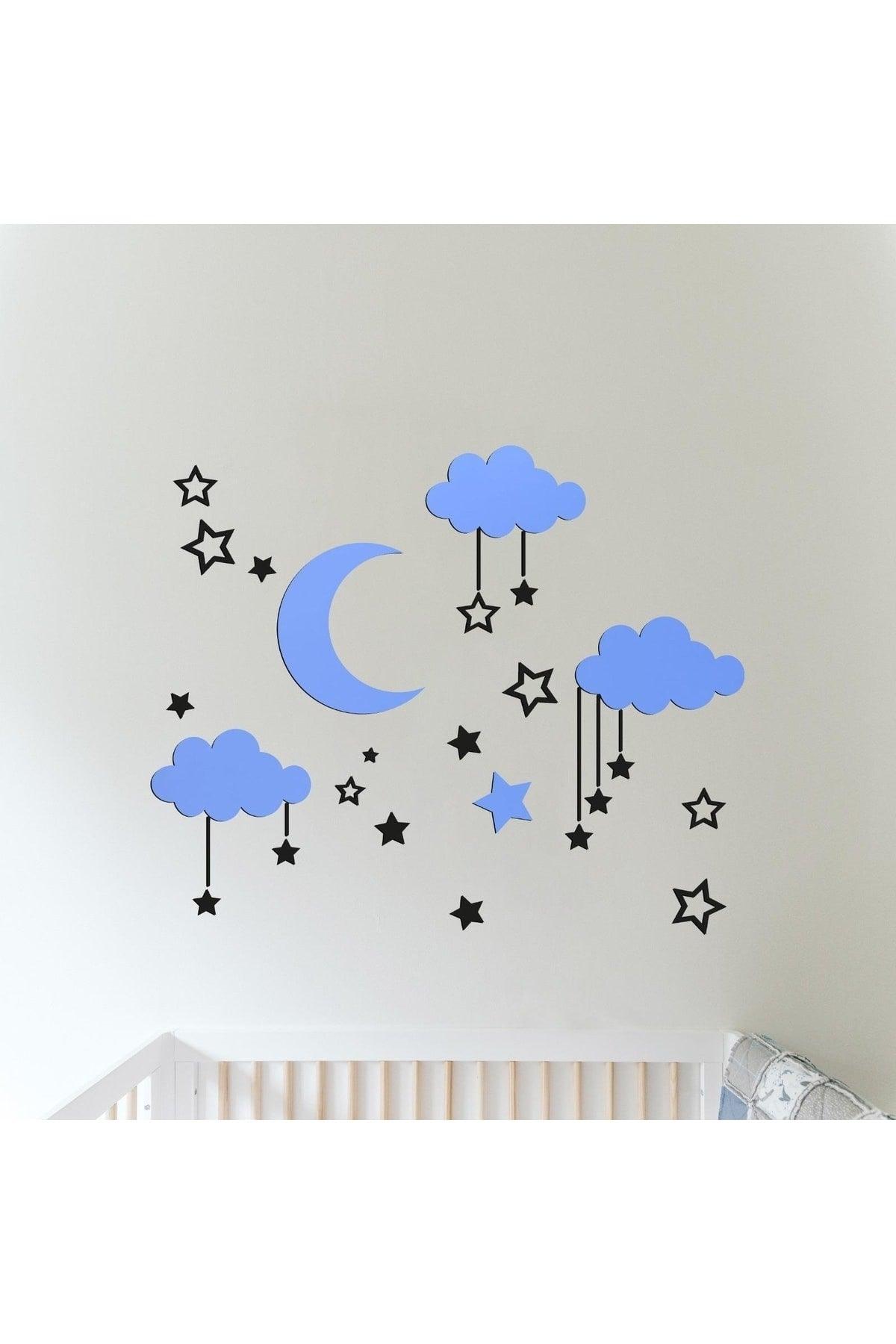 Wooden Sky Composition Wall Decor For Baby Room Blue-black - Swordslife