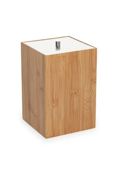 2.5 L Bamboo Bathroom Trash Can with Metal Lid – Water‑Resistant and Biodegradable