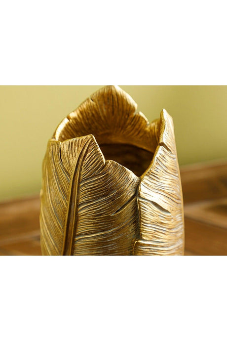 Banana Leaf Vase 11x11x23.8cm Gold - Swordslife