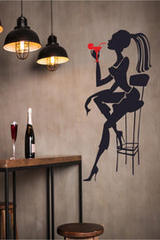 Bar Stool And Woman Silhouette Decorative Decorative Wall Sticker - Wall Decor - Wall Ornament - Swordslife