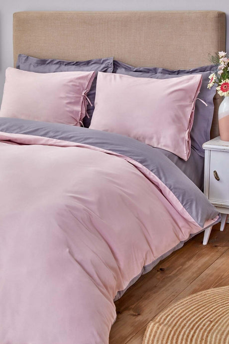 Basic Dried Rose Dark Gray Double Sided Double Duvet Cover Set - Swordslife