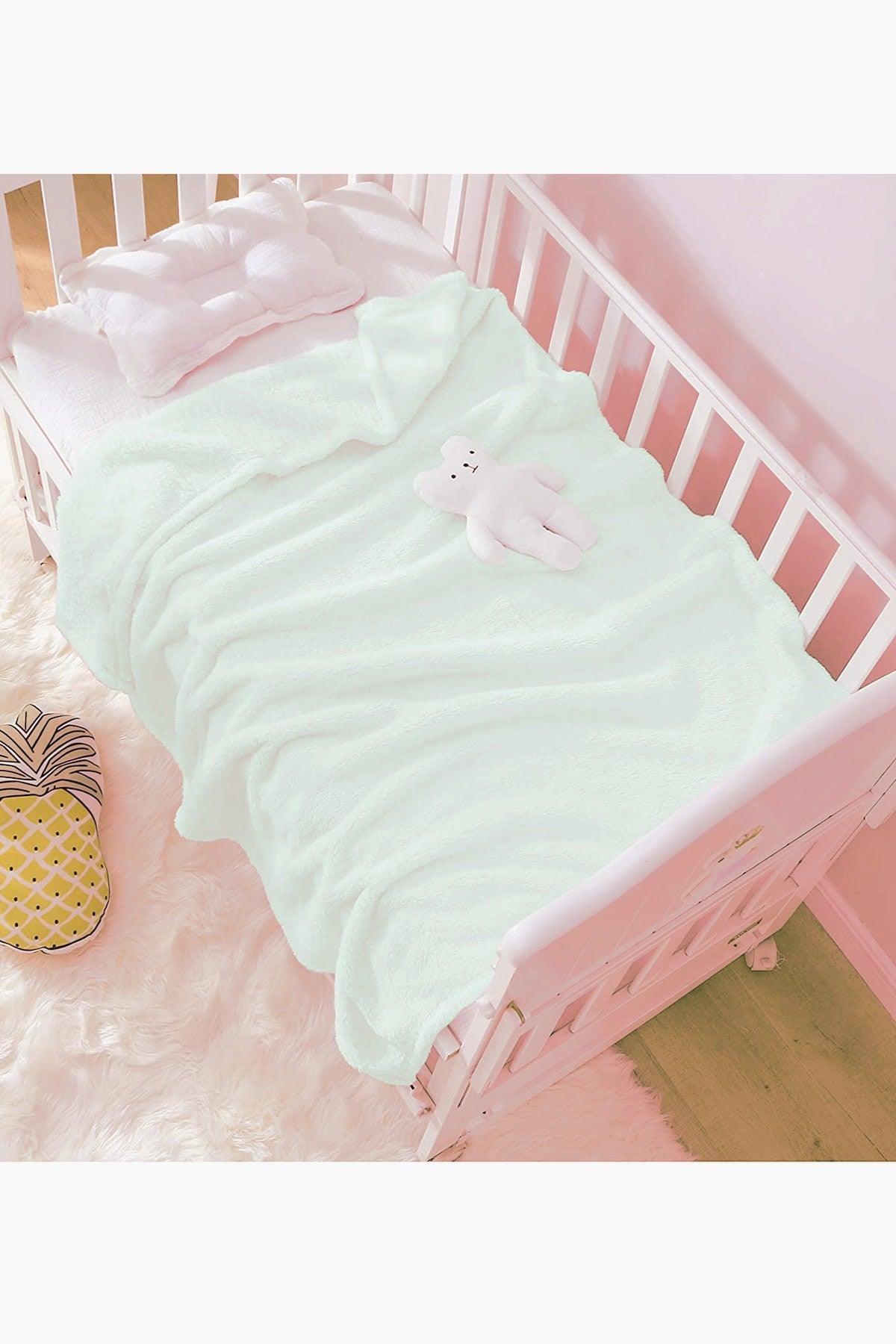 Baby Blanket White Newborn Baby Crib Stroller Swaddle Plush Blanket 100x120 cm - Swordslife