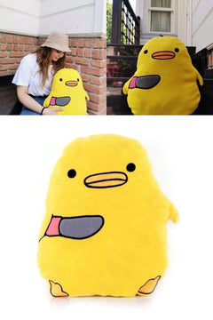 Plush chick pillow with playful design
