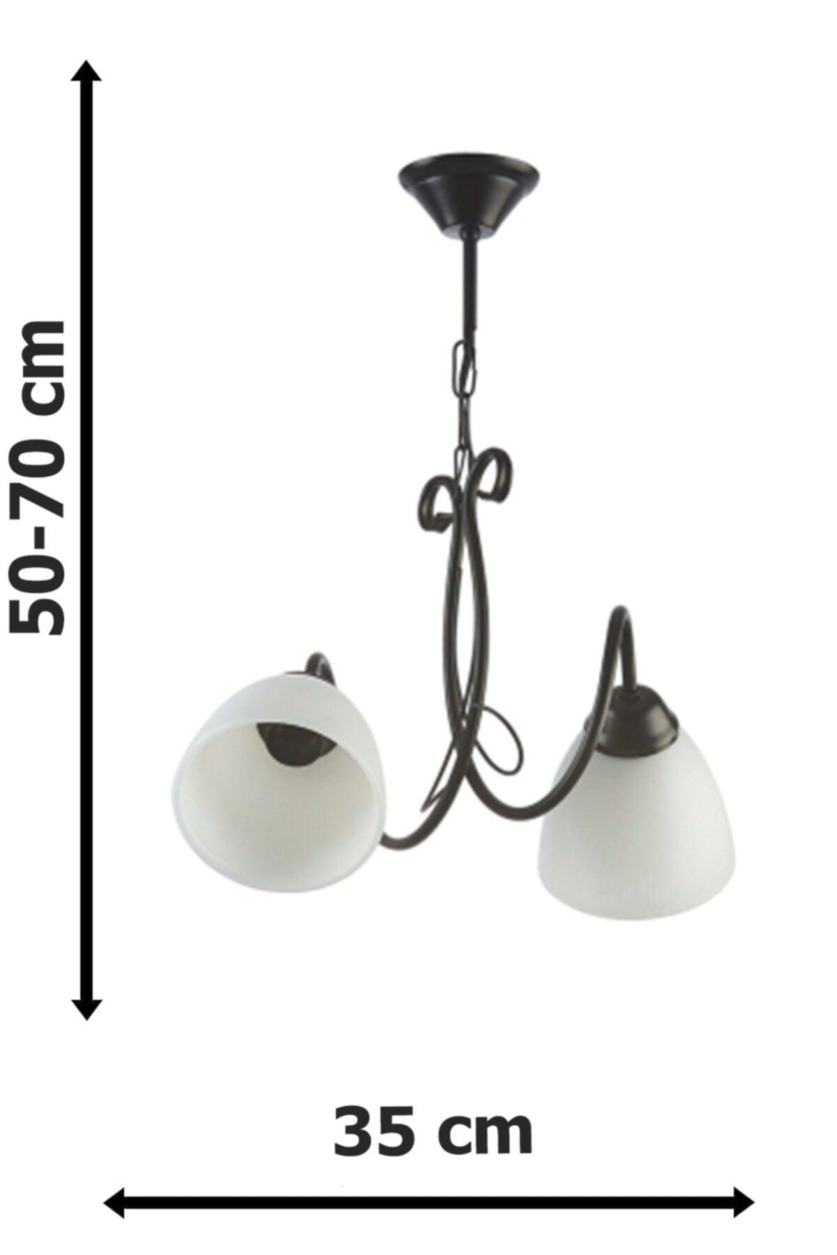 Betül Modern Black Color White Glazed Salon - Küche - Schlafzimmer 2 Li Kronleuchter - Swordslife