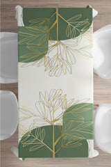 Gold Yellow Leaf Pattern Tablecloth on a White Background - Swordslife